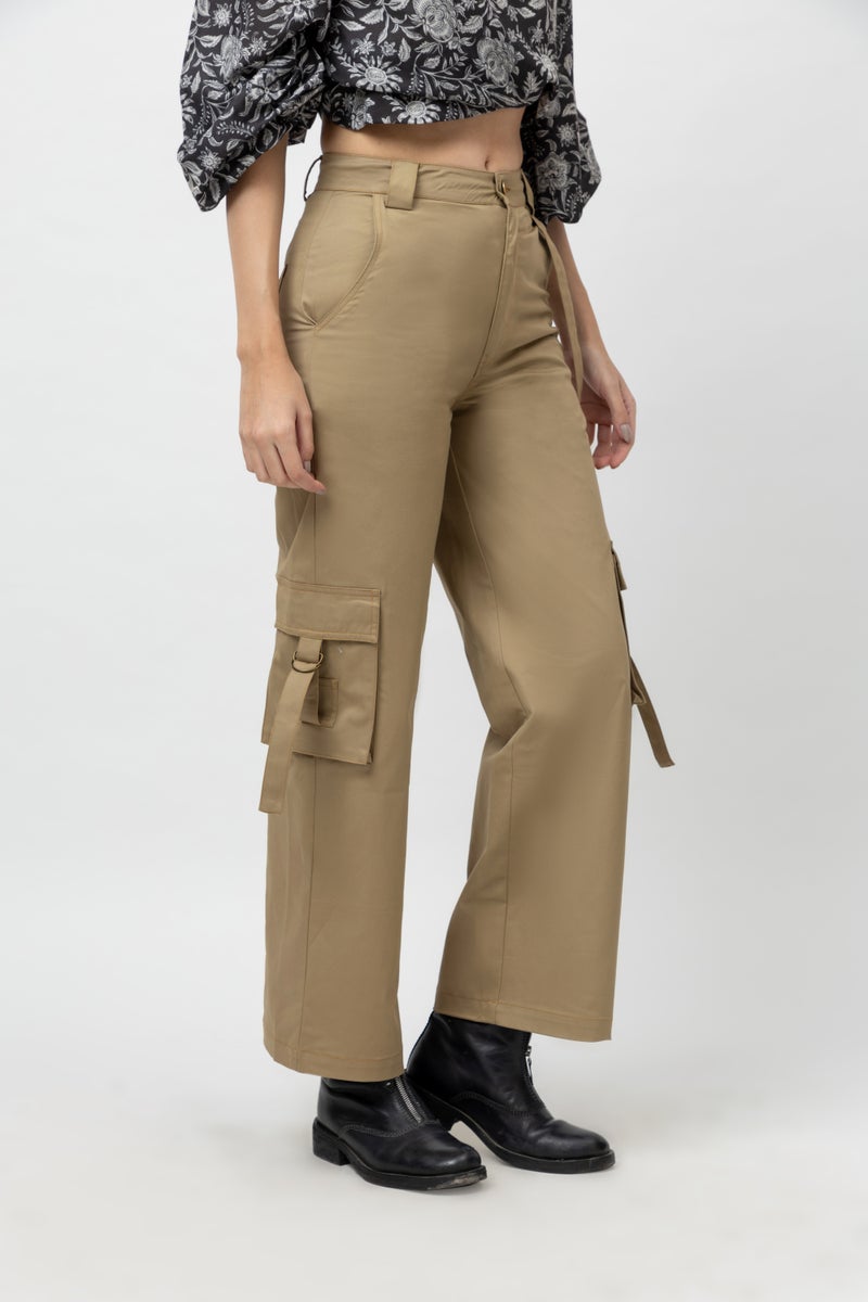 7OUNCE Women's Cargo Twill Trousers - Khakee - Image 2